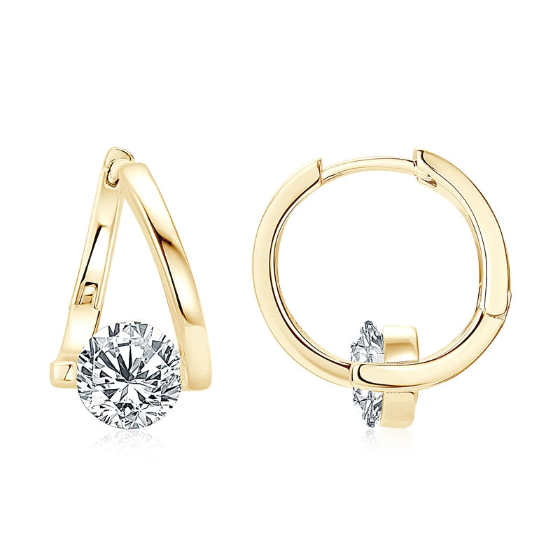 Anziw Korean Twist Hoops 1.0ct D Color Moissanite Earrings For Women Real-losil