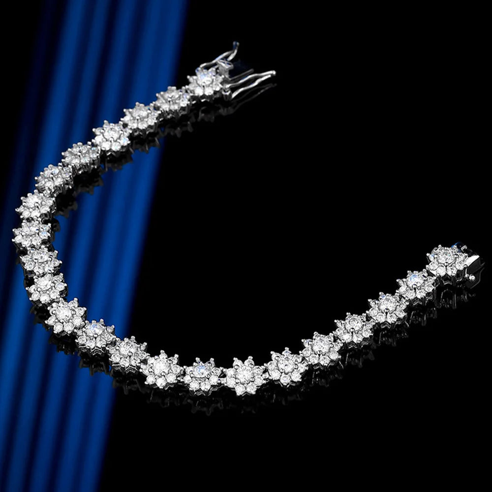 OEVAS Full Moissanite Tennis Bracelet For Woman S925 Silver Certified Lab Diamond-losil