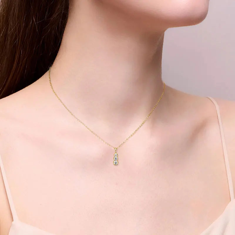 4mm&3.5mm&3mm 0.60cttw. 3 Stones D Color Moissanite Pendant Necklaces 925 Silver for-losil