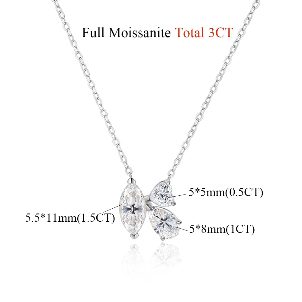 OEVAS 3cttw Marquise Cut Moissanite Necklace for Women S925 Silver Muti Shape-losil