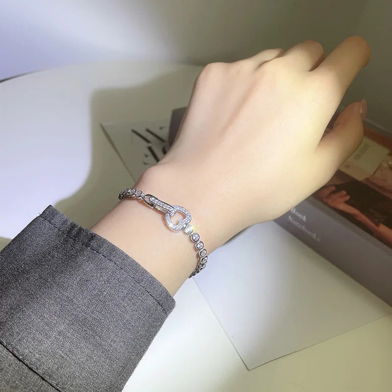 OEVAS Full 3mm High Carbon Diamond Bracelet S925 Sterling Silver Sparkling Bracelet-losil
