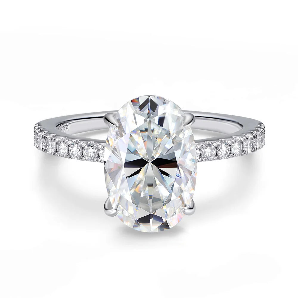 OEVAS 8*12mm 4.5CT Oval Real Moissanite Wedding Rings For Women 100% 925-losil