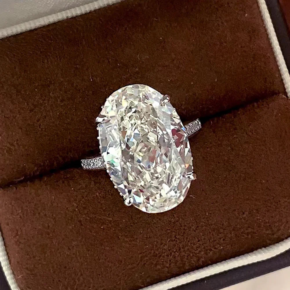OEVAS 20CT 13*20mm Oval Cut Moissanite Ring For Women S925 Sterling Silver-losil