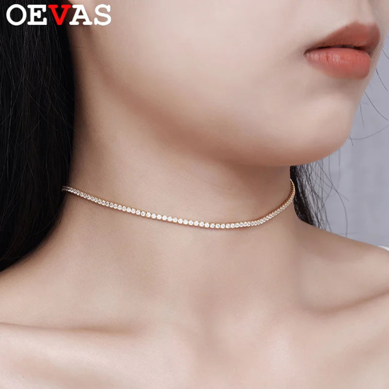 OEVAS 2mm D Color Full Moissanite Necklace for Wome S925 Sterling Silver-losil