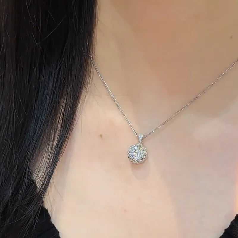 OEVAS Oval Cut 3CT 100% Real Moissanite Necklace for Women 925 Sterling-losil