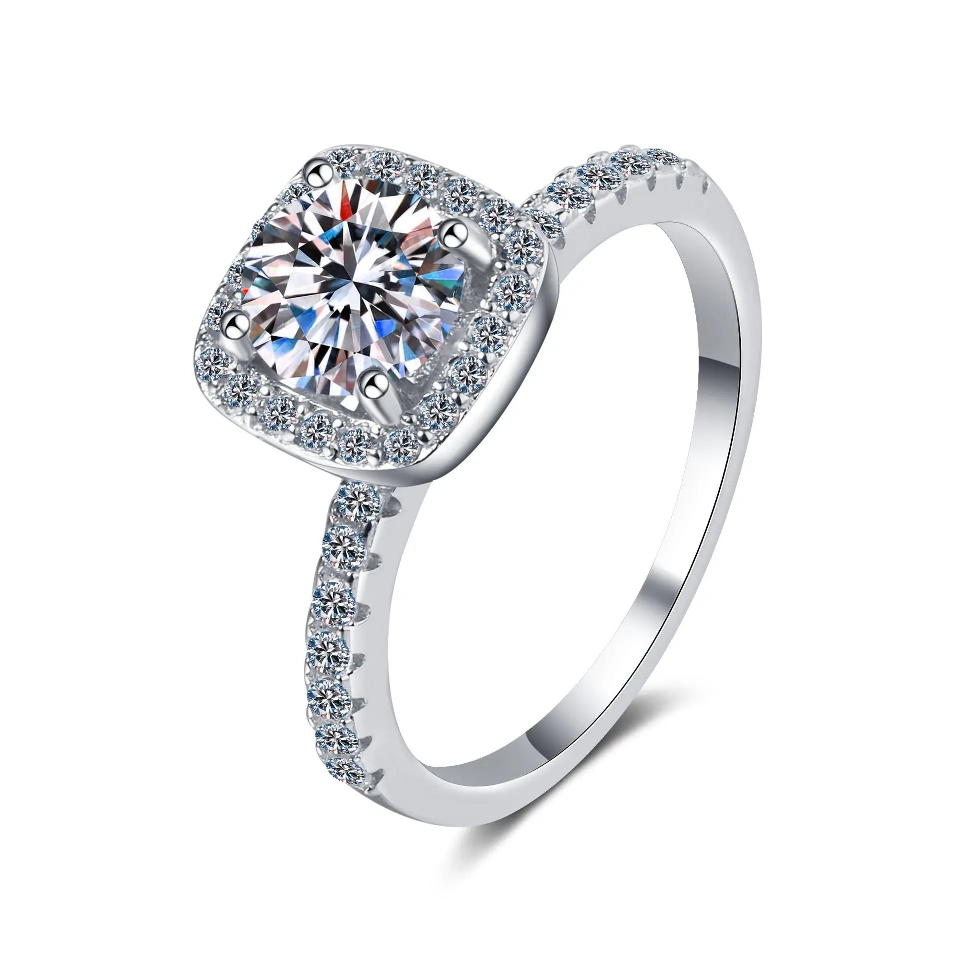 OEVAS 100% 925 Sterling Silver 0.5CT 1CT 2CT Moissanite Ring Diamond Band-losil