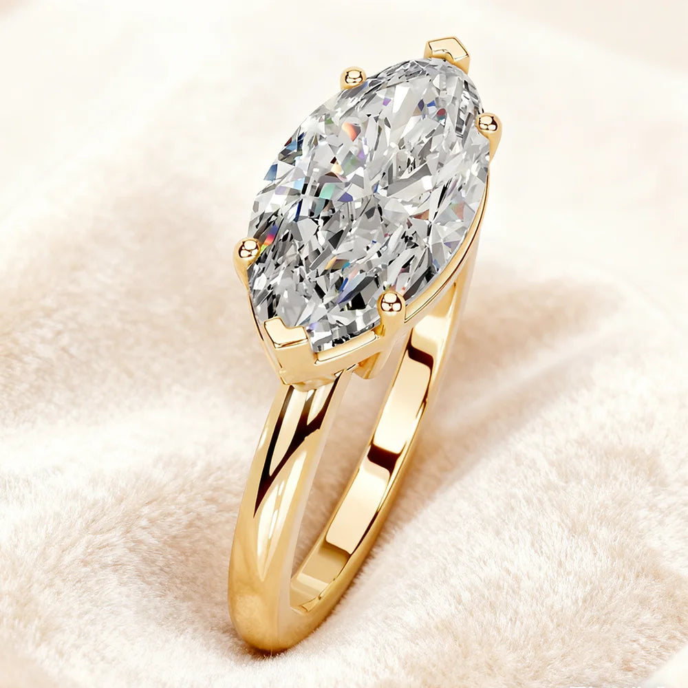 OEVAS 1/3/5CT Moissanite Solitaire Ring For Women 925 Silver Plated 18K Gold-losil