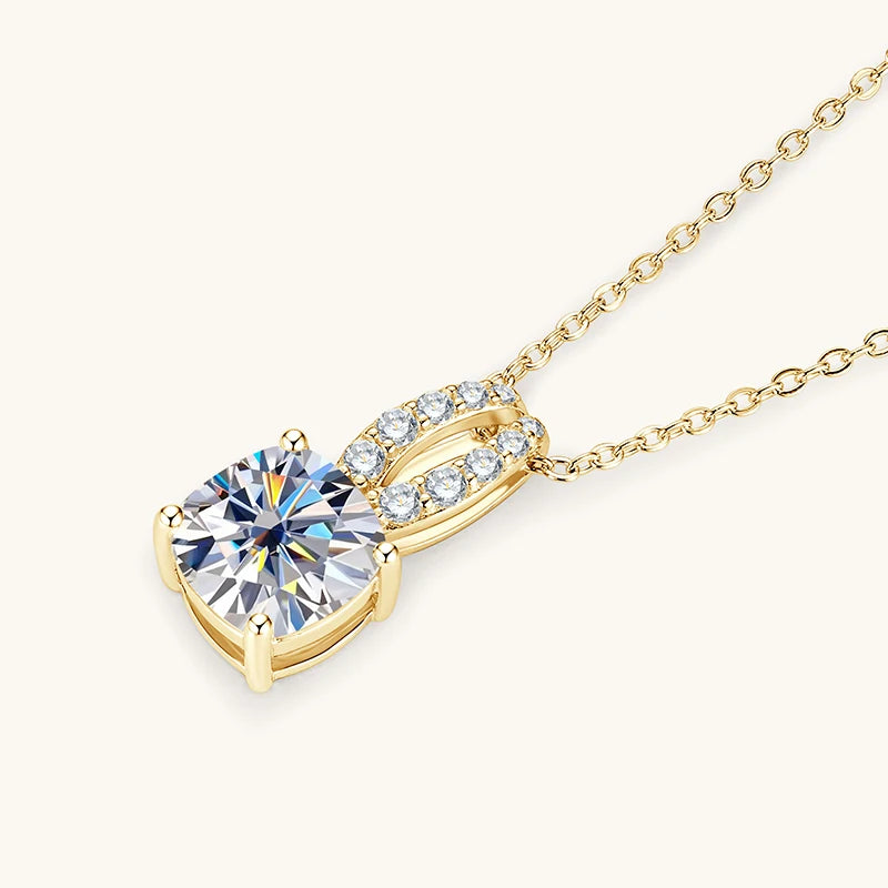 Anziw New 2.5CT D Moissanite Pendant Necklace for Women 8x8mm Cushion Cut-losil