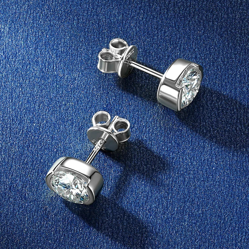 Anziw 1.0CT 6.5mm Sparking Moissanite Lab Diamond Stud Earrings 925 Sterling Silver-losil