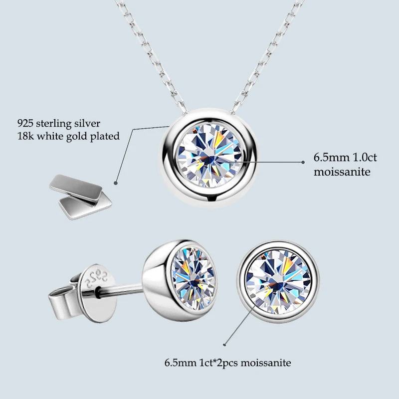 Anziw 18K Gold Plated Jewelry Set 3.0ctw D Color Round Moissanite Real-losil