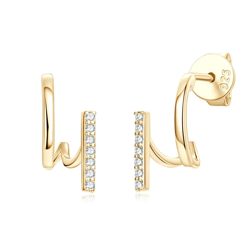 ANZIW Niche 1mm Moissanite Earrings Cuff for Women Trendy Irregular Studs Earrring-losil