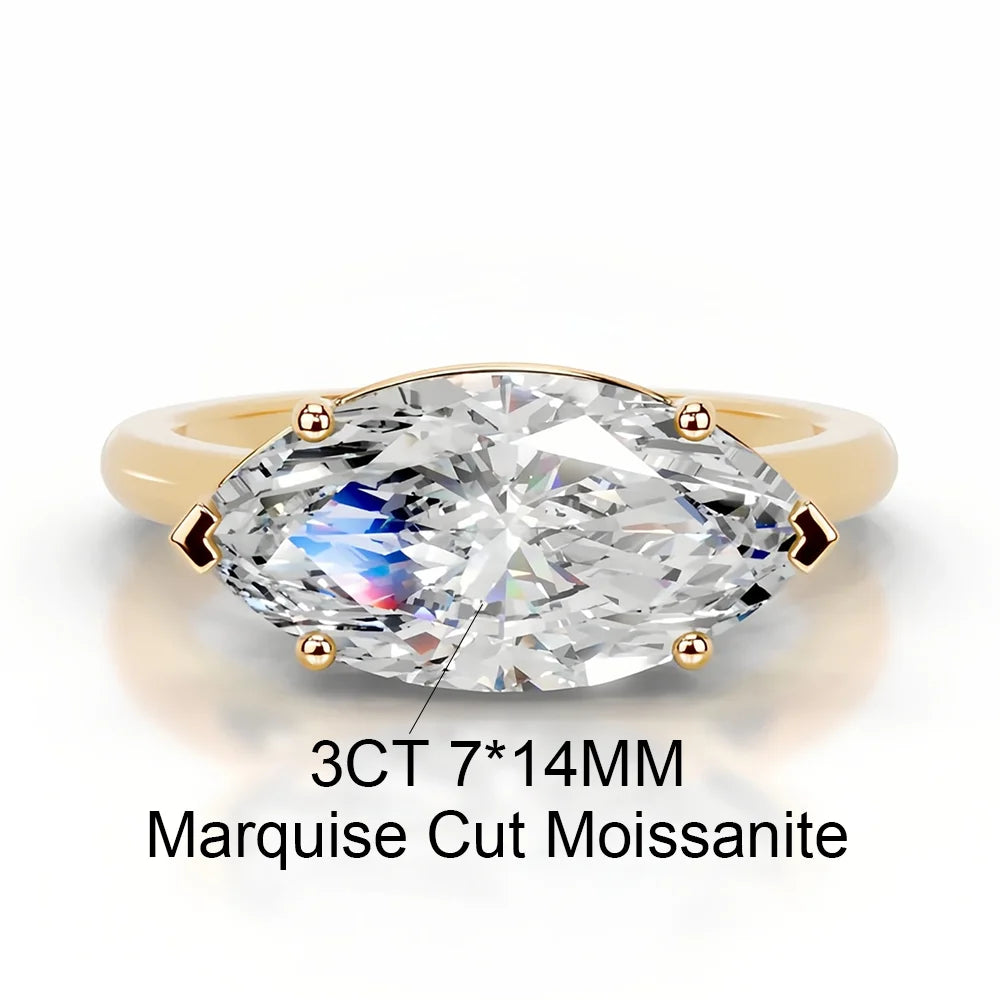 OEVAS 1/3/5CT Moissanite Solitaire Ring For Women 925 Silver Plated 18K Gold-losil