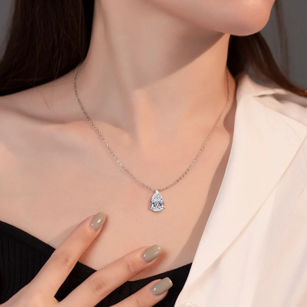 OEVAS 1-4CT Water Drop Moissanite Pendant Necklace Earrings Set for Women S925-losil