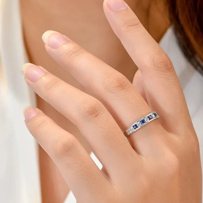 Huitan Shiny Blue/White Cubic Zirconia Rings for Women Novel Creative Attractive Female-losil