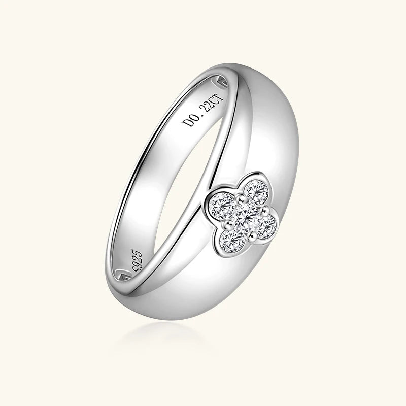 2025 Trendy Clover Flower Chunky Ring 925 Sterling Sliver D Moissanite Rings-losil
