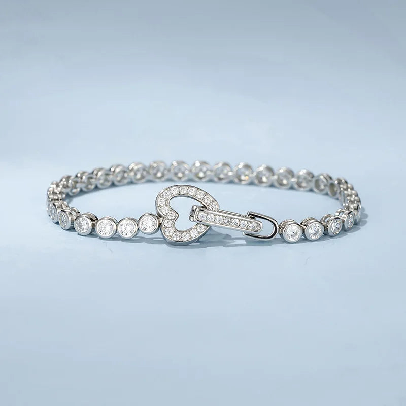 OEVAS Full 3mm High Carbon Diamond Bracelet S925 Sterling Silver Sparkling Bracelet-losil