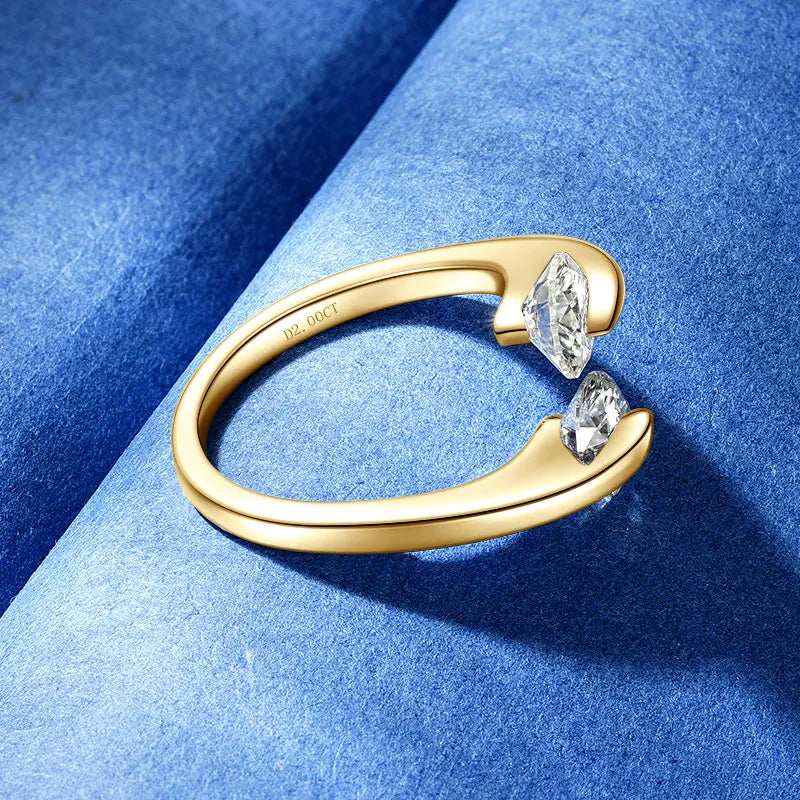 Anziw 2025 Two-stone Ring Moissanite 1CT 6.5MM 925 Sterling Silver Rings for-losil
