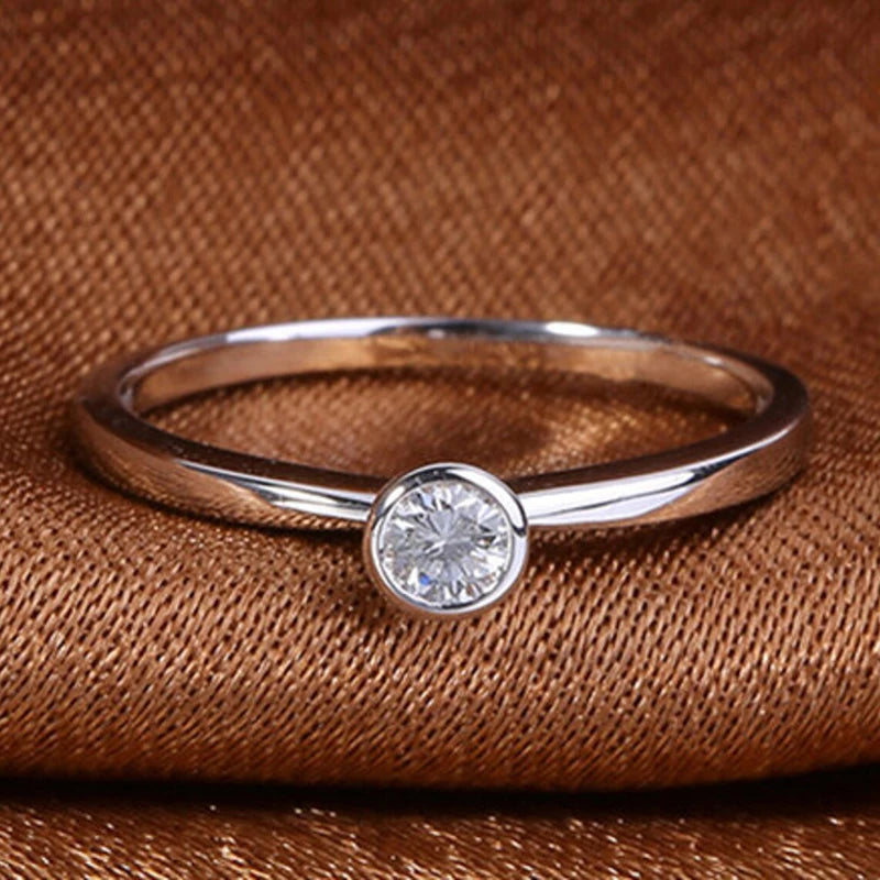 Huitan Classic and Simple Small Cubic Zirconia Rings for Women Minimalist Low-key-losil