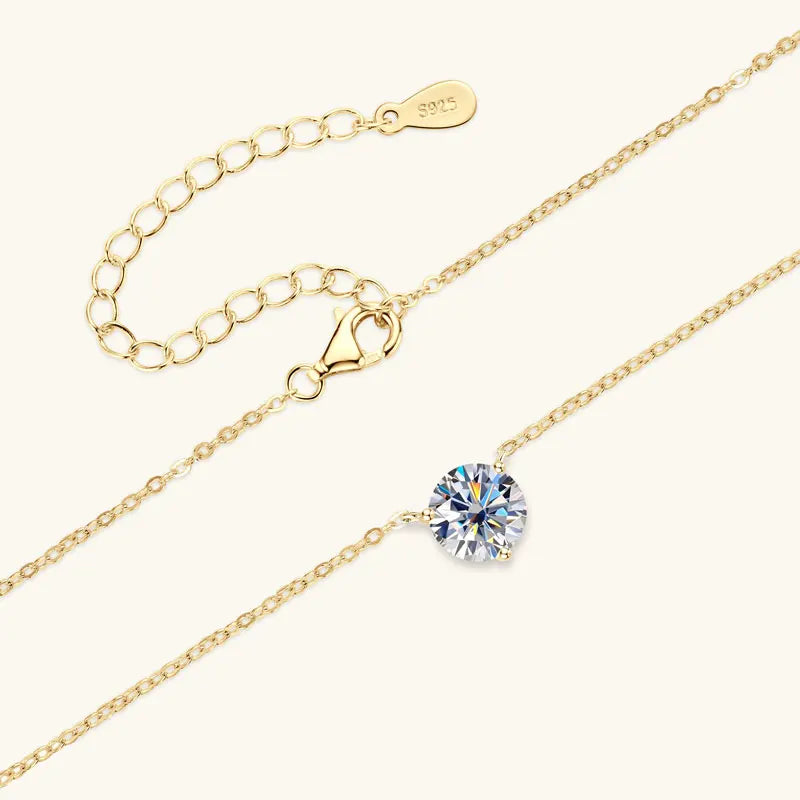 Anziw 925 Silver 1CT 1.5CT 2.0CT D Moissanite Pendant Necklace for Women-losil
