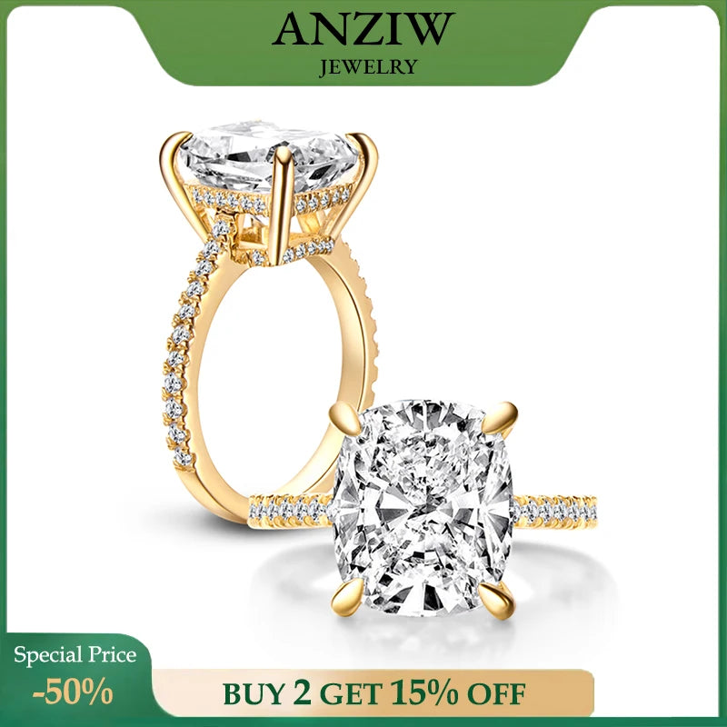 100% 925 Sterling Silver Ring 6 carat Cushion Cut Sona Simulated Diamond-losil