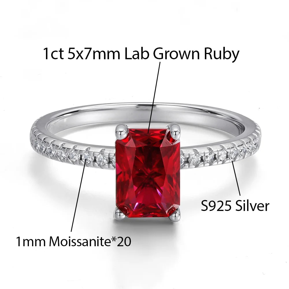 OEVAS 1CT Lab Grown Ruby/Yellow Sapphire/Emerald Ring S925 Sterling Silver with Moissanite-losil