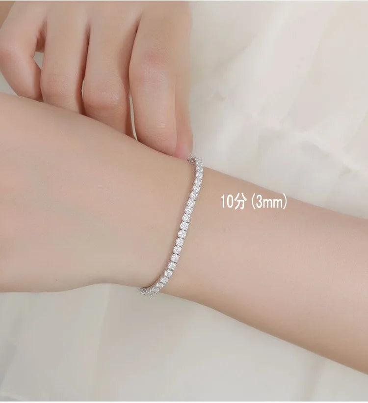 OEVAS 2/2.5/3/4/5mm Full Moissanite Bracelet for Women 100% 925 Sterling Silver Party-losil