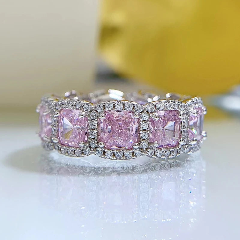 OEVAS 100% 925 Sterling Silver Sparkling 5*5mm Square Yellow Pink White High-losil