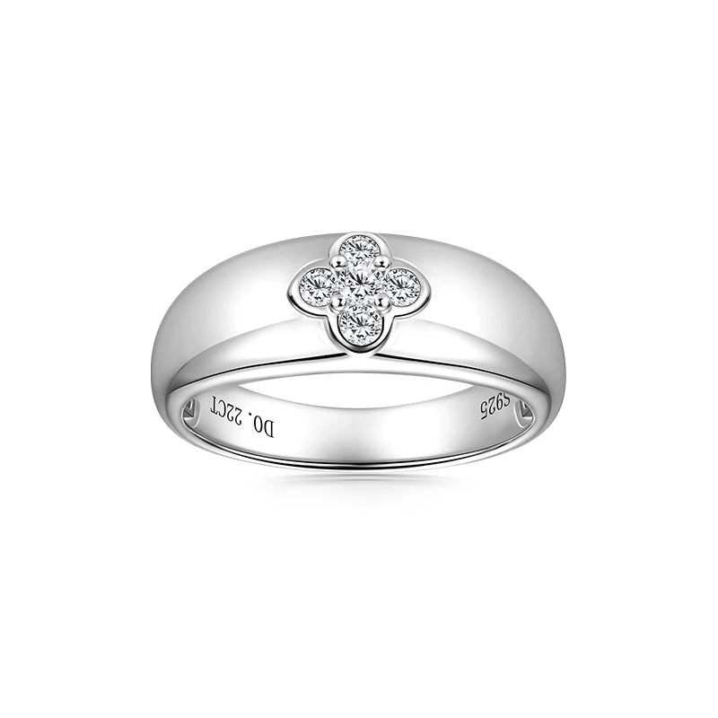 2025 Trendy Clover Flower Chunky Ring 925 Sterling Sliver D Moissanite Rings-losil