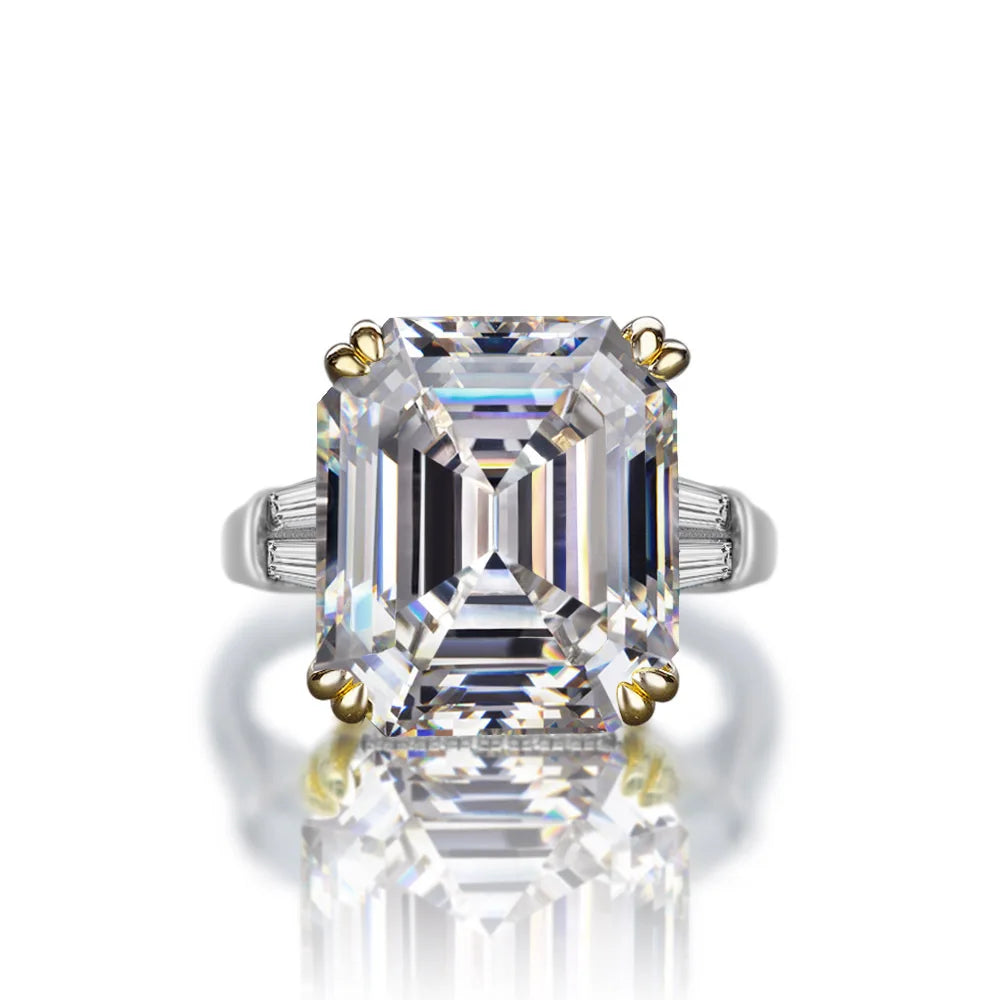 OEVAS 100% S925 Sterling Silver Luxury Square Pink Yellow White High Carbon-losil
