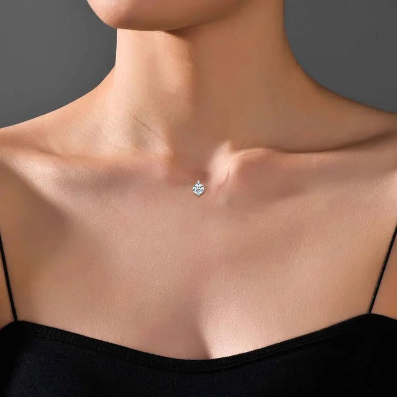 Anziw 2ct 1ct 0.5ct D Moissanite Pendant Necklaces for Women 925 Silver-losil