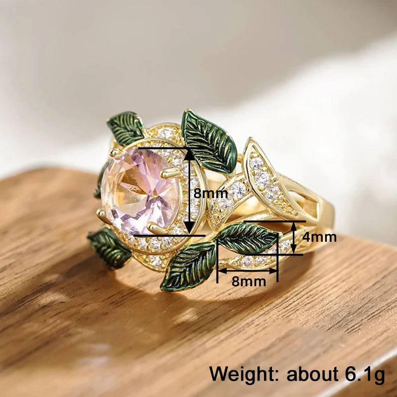 Huitan Gorgeous Flower Rings Active Beautiful Modern Finger Accessories for Women Delicate-losil