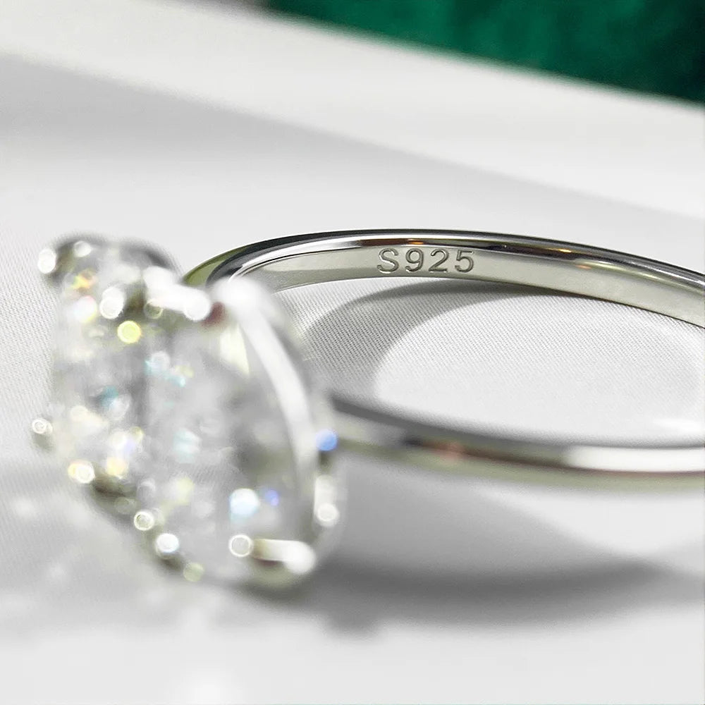 OEVAS 2 Stones Pear/Oval Cut 2ct Moissanite Rings S925 Silver Toi et-losil