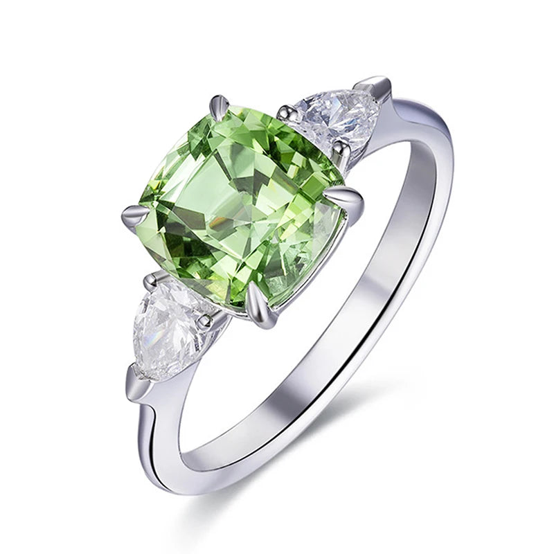 Huitan Light Green Cubic Zirconia Rings for Women Newly Designed Wedding Accessories-losil