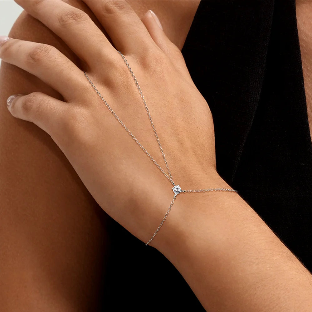 OEVAS 4mm Moissanite Ring Bracelet for Women S925 Sterling Silver D Color-losil