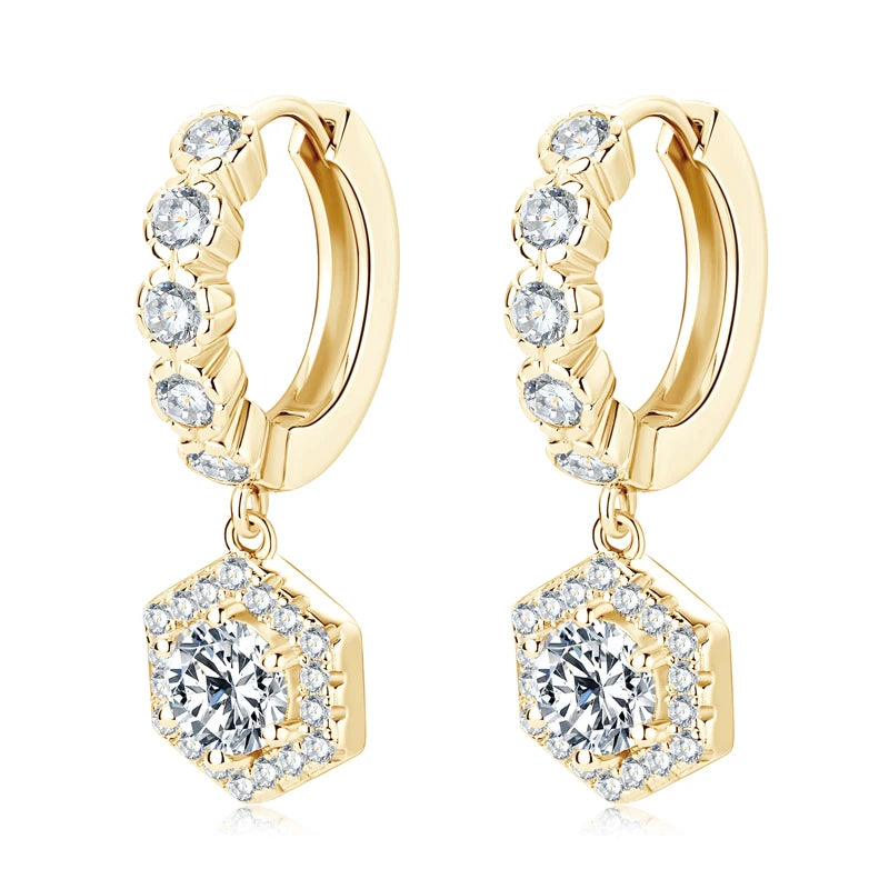 Anziw 2023 New Women's Hoop Earrings 5mm D0.5CT Moissanite Drop Earrings Silver-losil