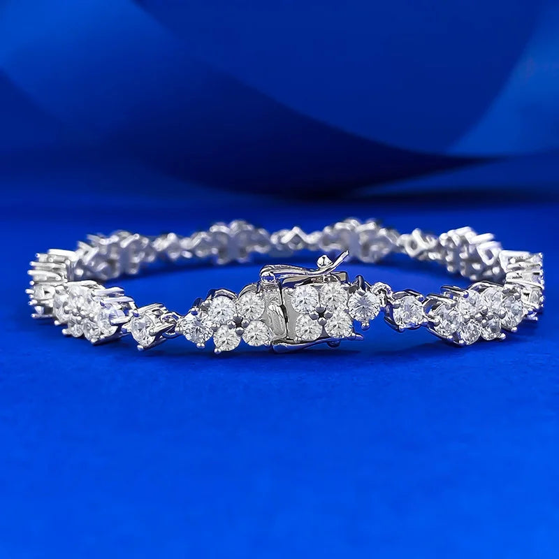 OEVAS 2MM 3MM High Carbon Diamond Wreath Bracelet 100% 925 Sterling Silver-losil