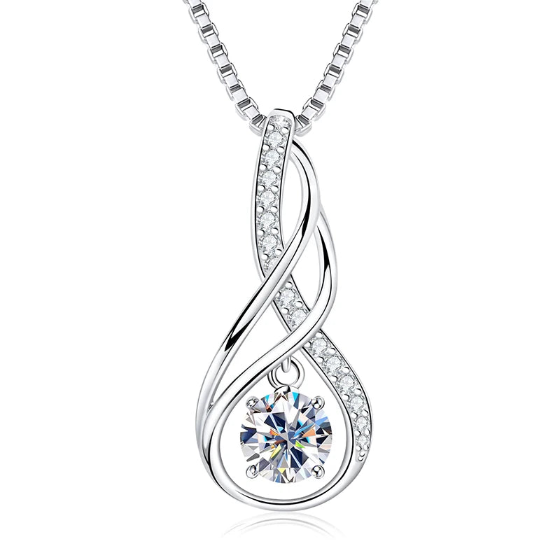12 Birthstone Infinity Pendant Necklace for Women 925 Silver Colorful Gemstone 6.5mm-losil
