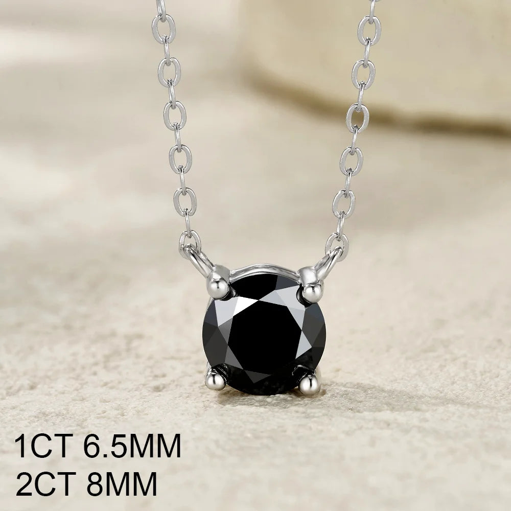 OEVAS 1CT/2CT Black Moissanite Pendant Necklace For Women 100% S925 Silver VVS1-losil