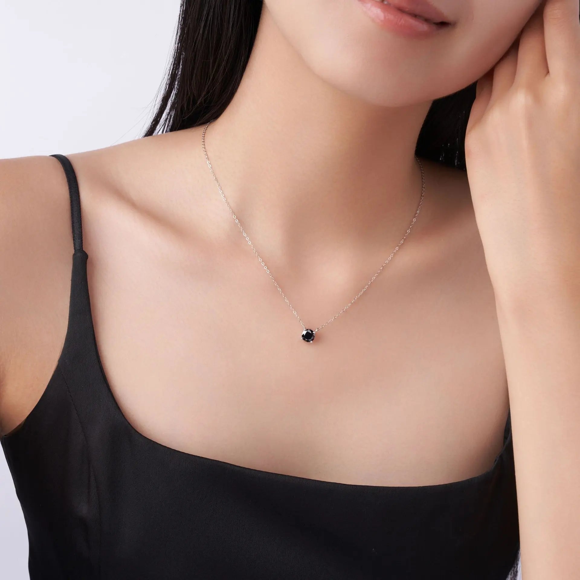 OEVAS 1CT/2CT Black Moissanite Pendant Necklace For Women 100% S925 Silver VVS1-losil