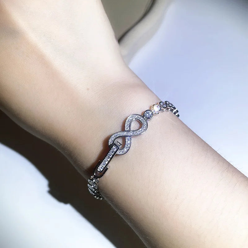 OEVAS Full 3mm High Carbon Diamond Bracelet S925 Sterling Silver Sparkling Bracelet-losil