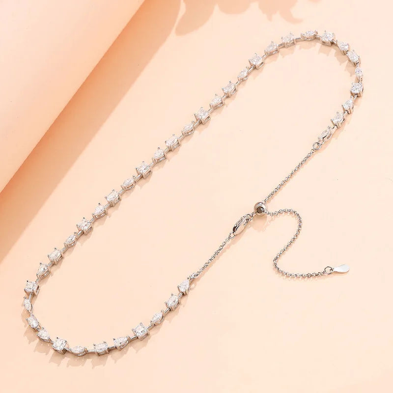 OEVAS 11.45cttw Full Moissanite Choker Necklace for Women S925 Silver Lab Diamond-losil