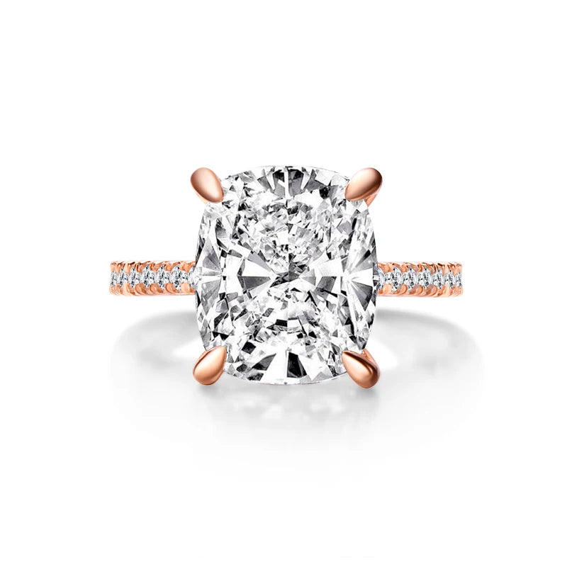 100% 925 Sterling Silver Ring 6 carat Cushion Cut Sona Simulated Diamond-losil
