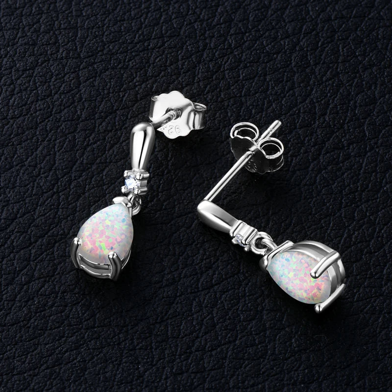 Fresh Opal Drop Stud Earrings for Women 925 Sterling Silver Curved Bar-losil