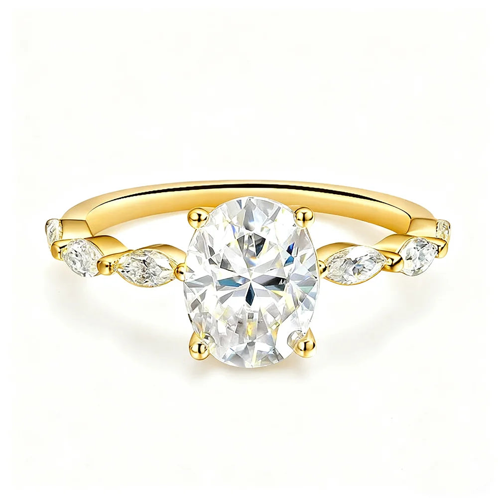 OEVAS Oval Cut 1CT 2CT Full D Color Moissanite Diamond Rings For-losil