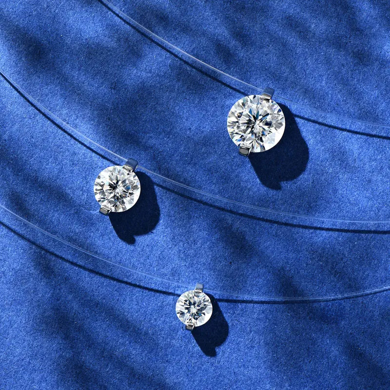 Anziw 2ct 1ct 0.5ct D Moissanite Pendant Necklaces for Women 925 Silver-losil