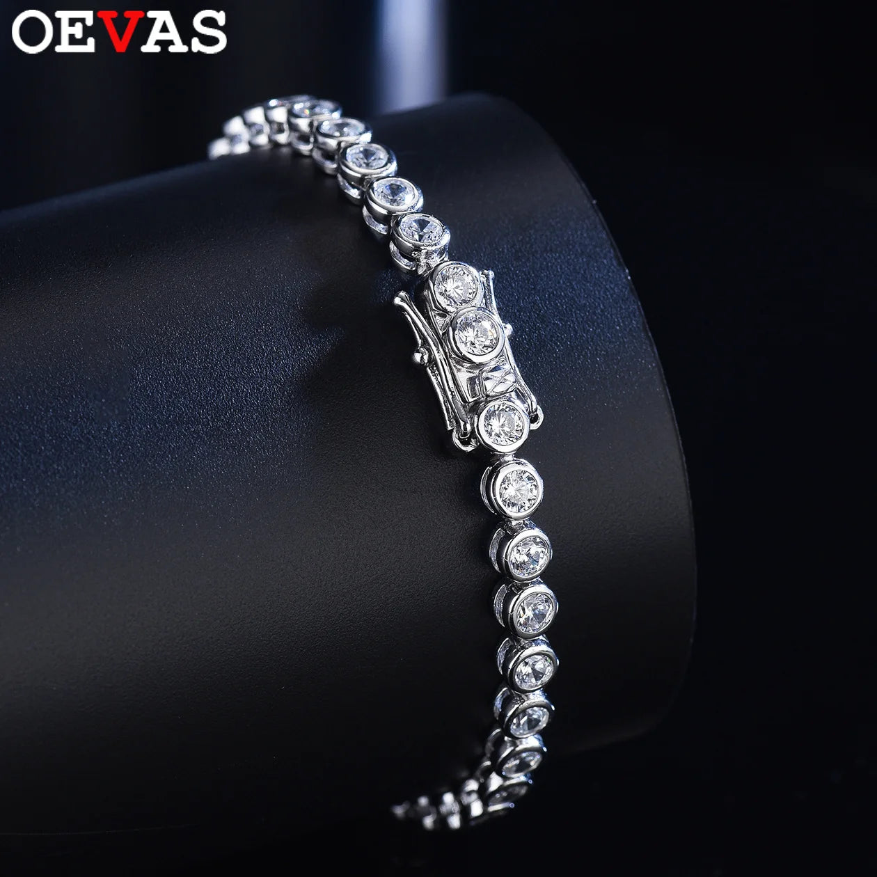 OEVAS 2mm 3mm Moissanite Round Bubble Diamond Tennis Bracelets for Woman Men-losil