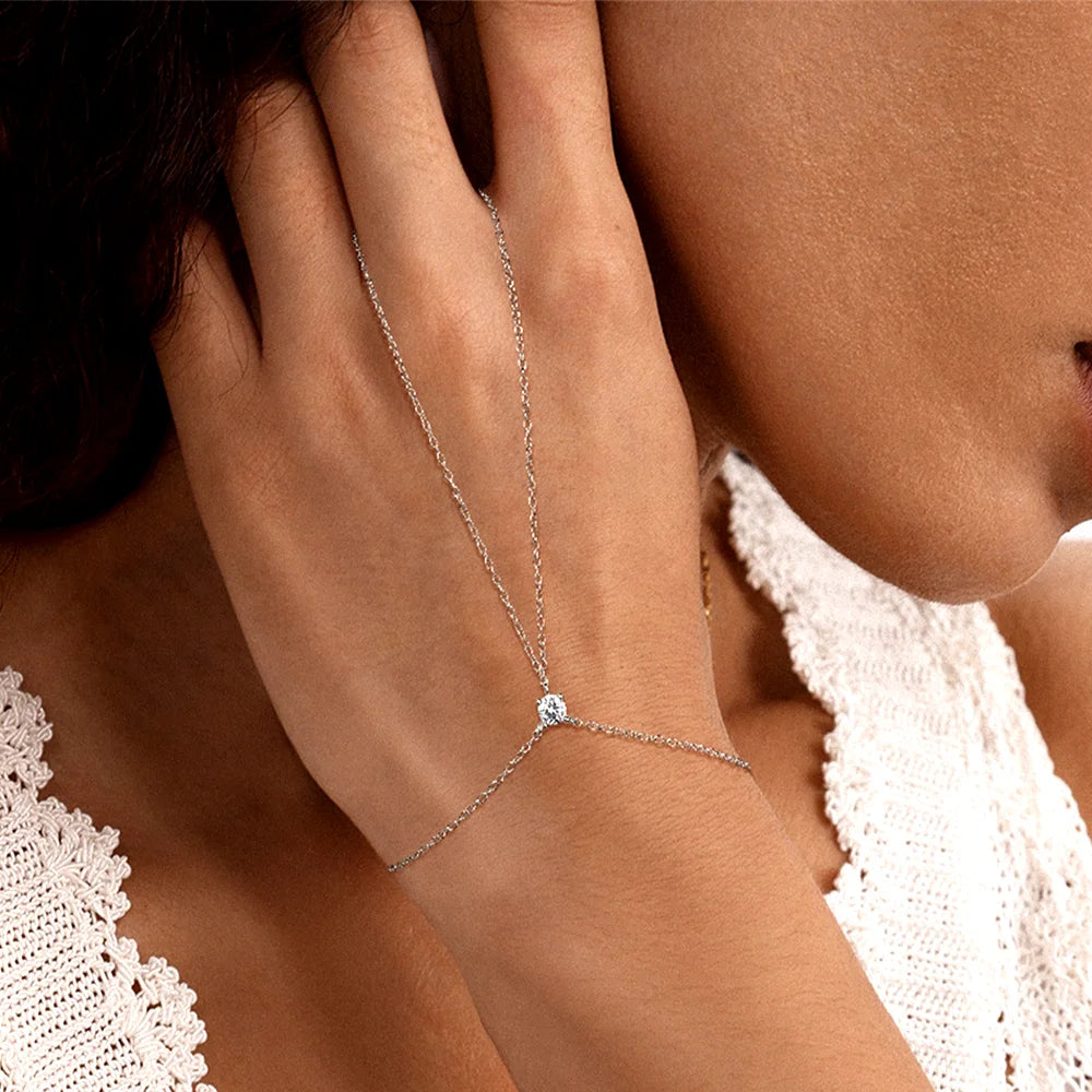 OEVAS 4mm Moissanite Ring Bracelet for Women S925 Sterling Silver D Color-losil