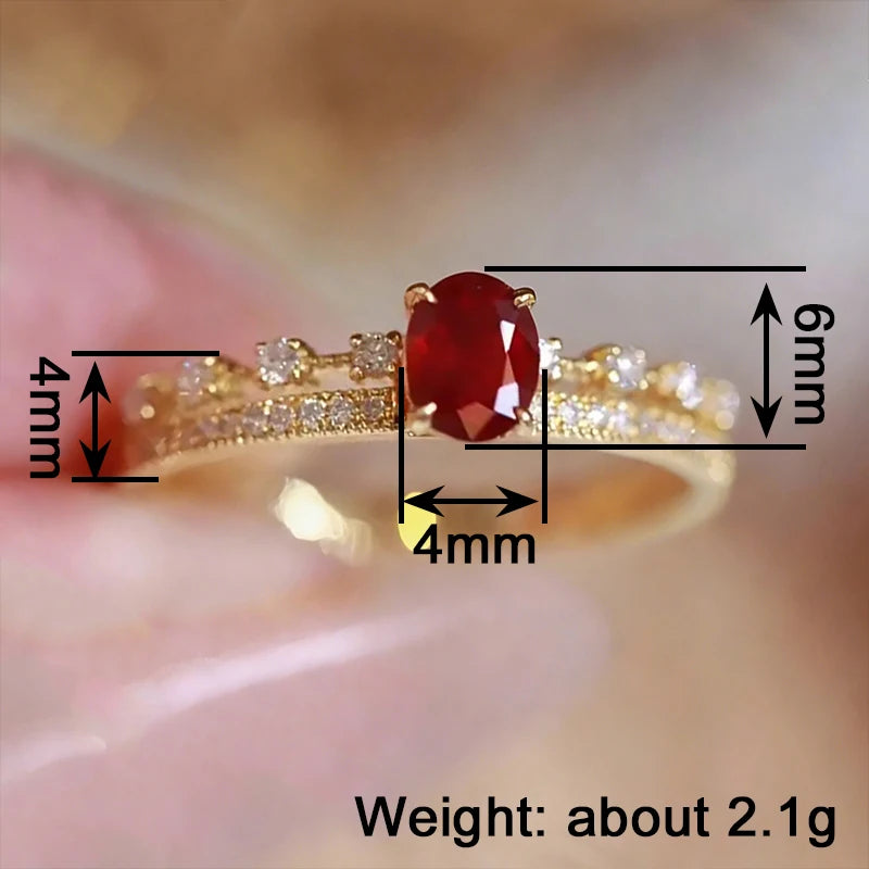 Huitan Creative Ring for Engagement Attractive Red Cubic Zirconia Women Finger Accessories-losil
