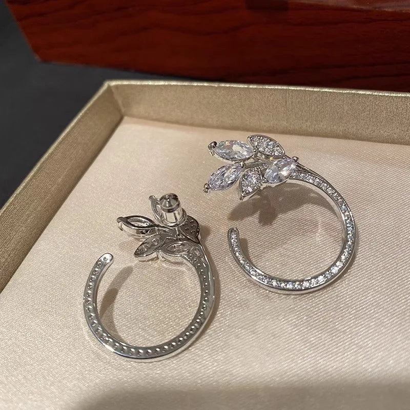 Huitan Luxury Trendy Women Earrings Exquisite Leaf Olive Design Fashion Accessories for-losil