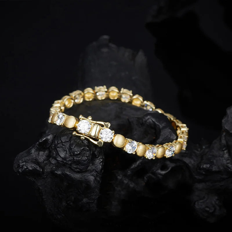 OEVAS each 5mm Round Moissanite Necklace Bracelet Set for Women S925 Silver-losil